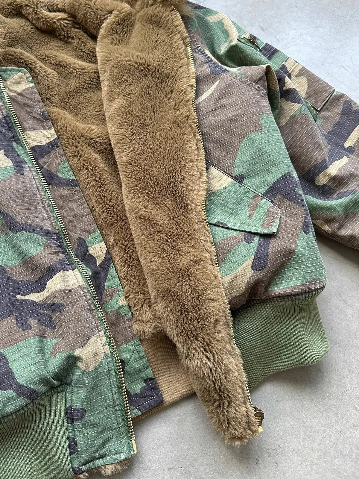 Camo fur bomber
