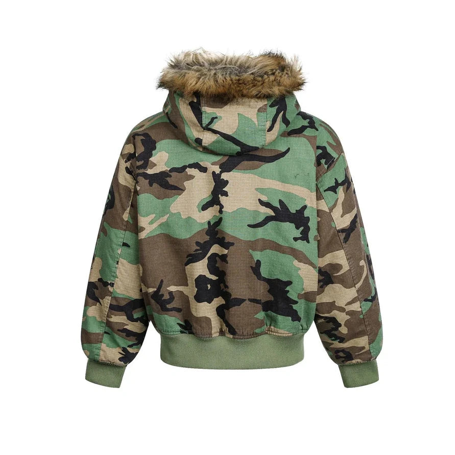 Camo fur bomber