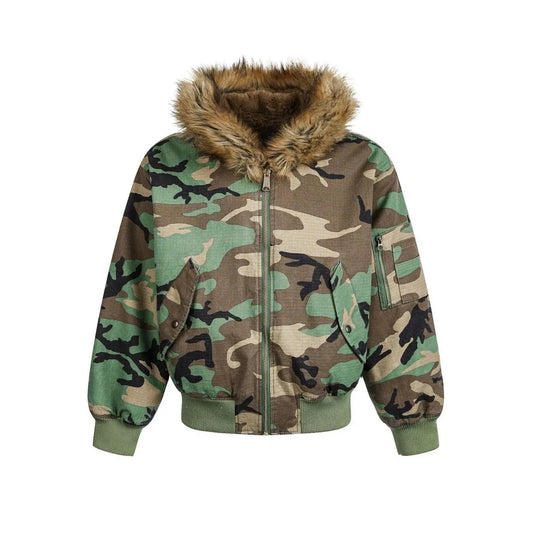 Camo fur bomber