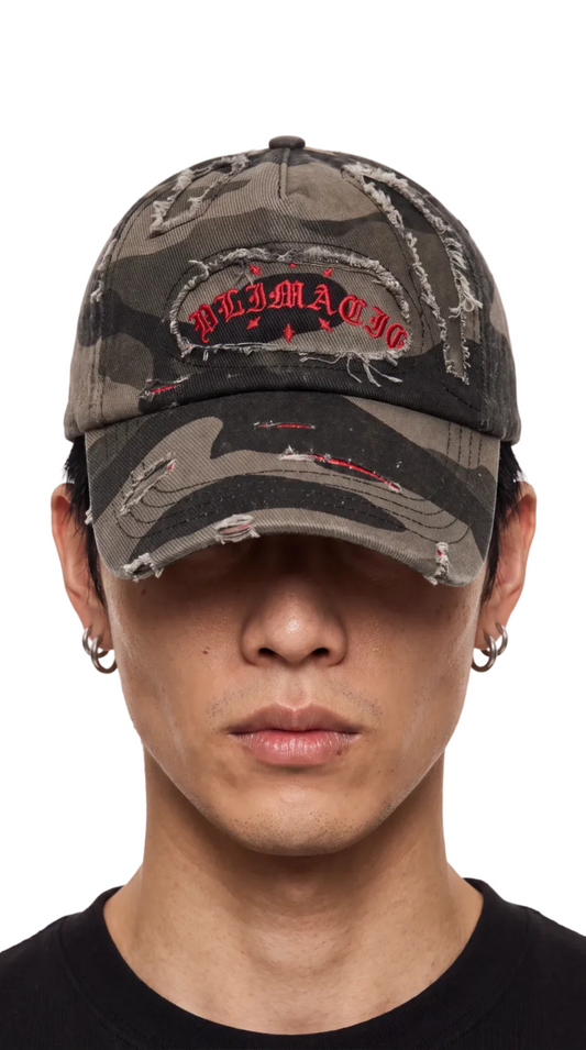 Camo distressed cap