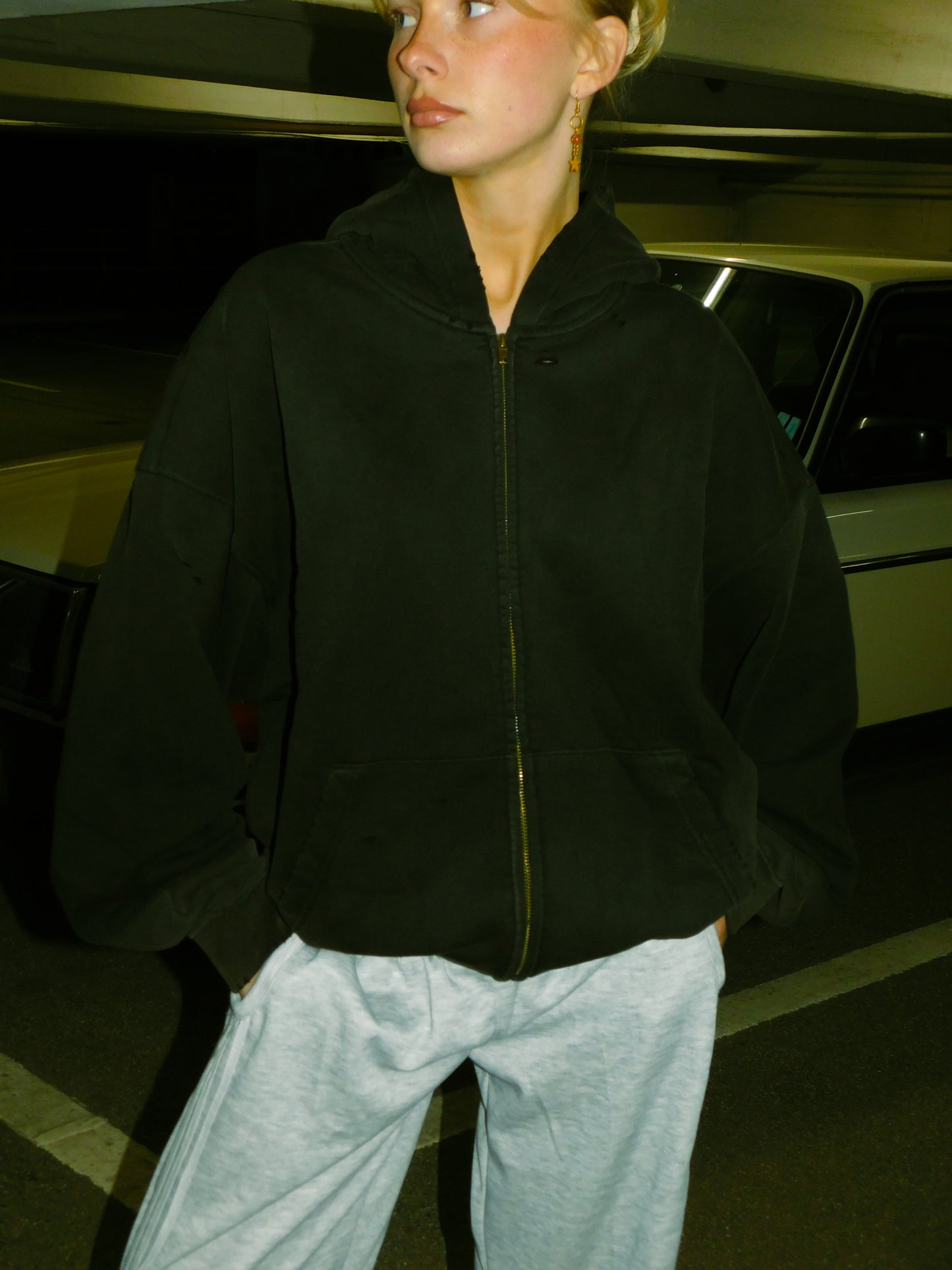 Washed zip hoodie