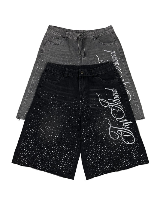 Rhinestone denim short