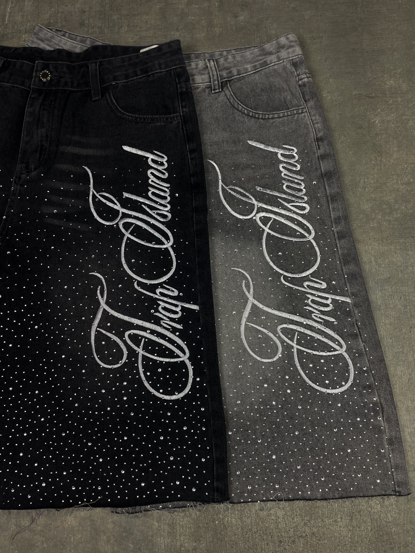 Rhinestone denim short