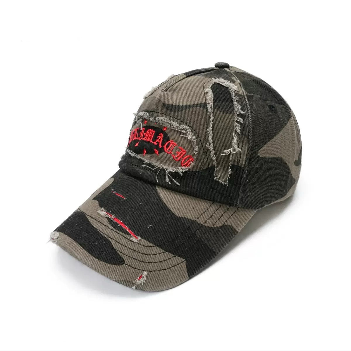 Camo distressed cap