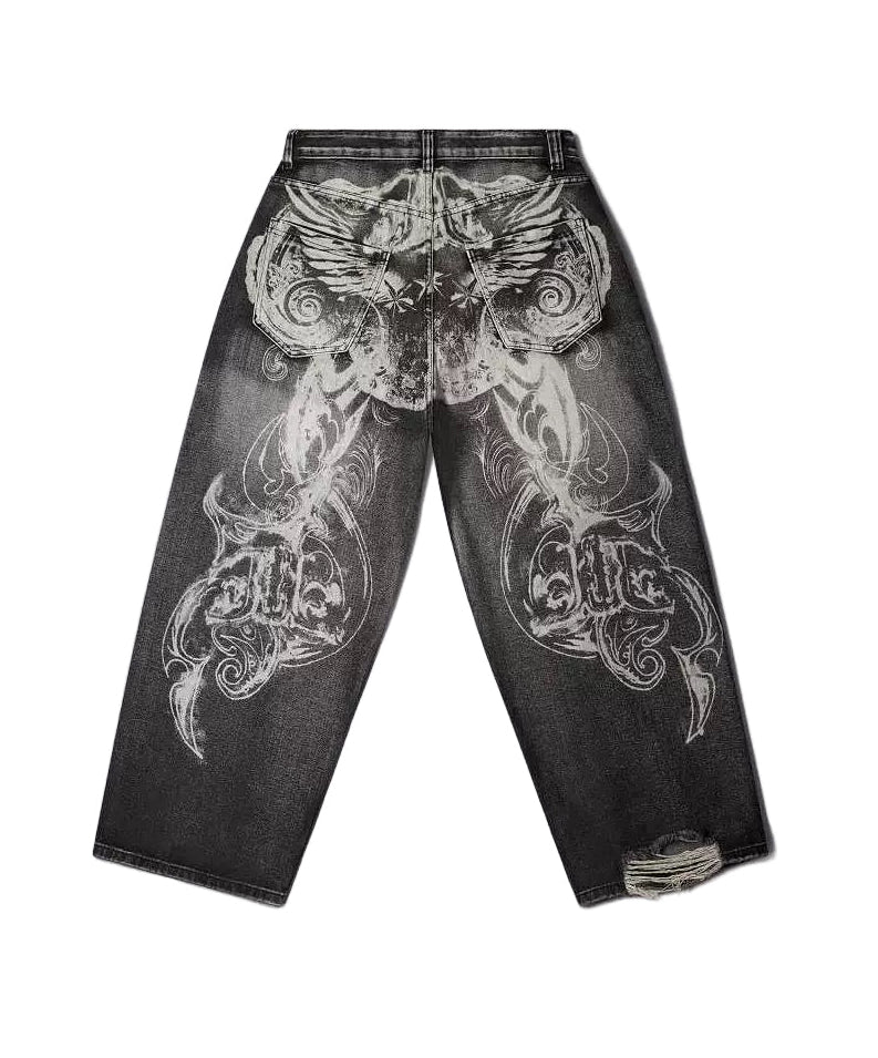 Winged flare denim